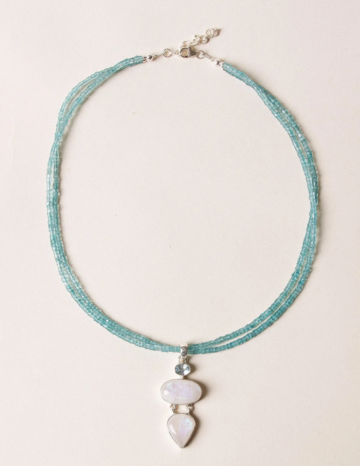 Moonstone and Aquamarine Beaded Necklace - One of a Kind