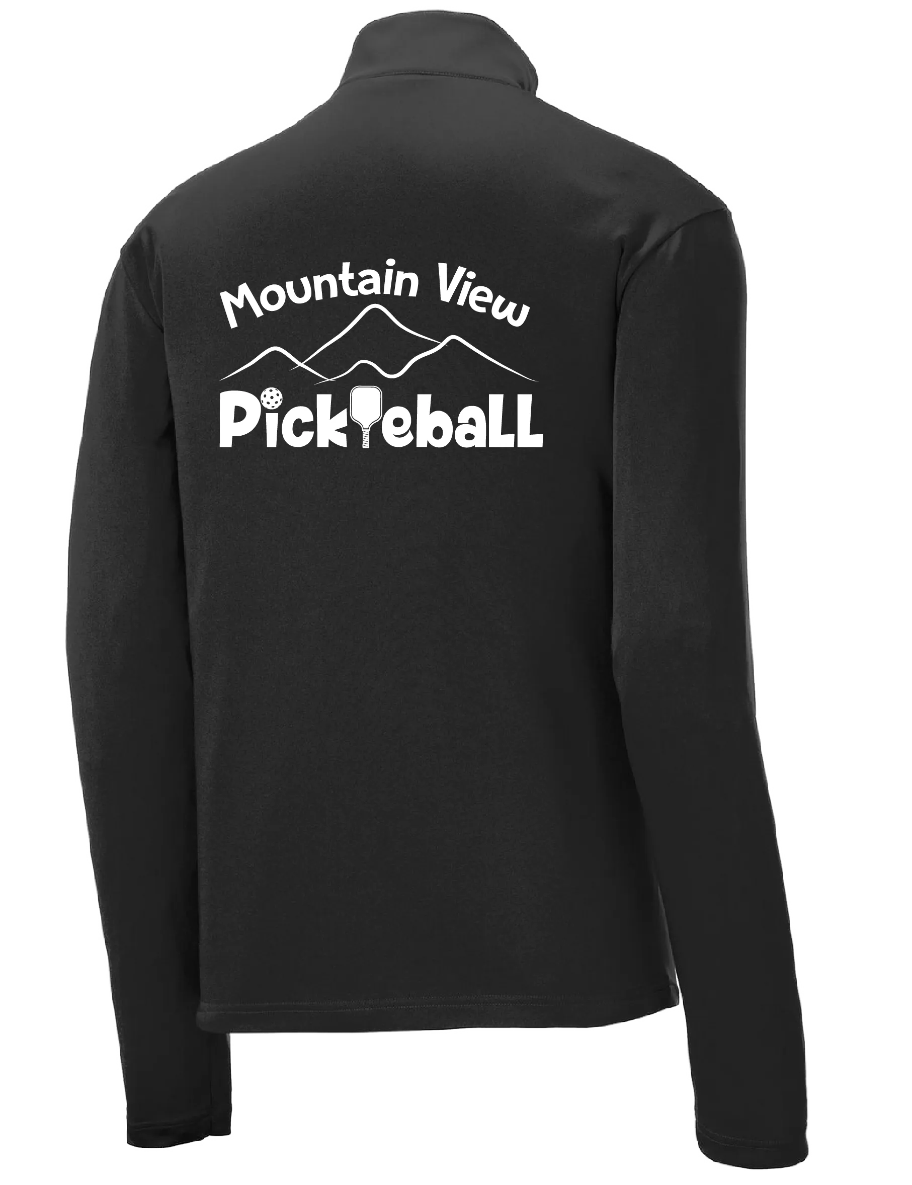 Mountain View Pickleball Club | Men's 1/4 Zip Long Sleeve Pullover Athletic Shirt | 100% Polyester