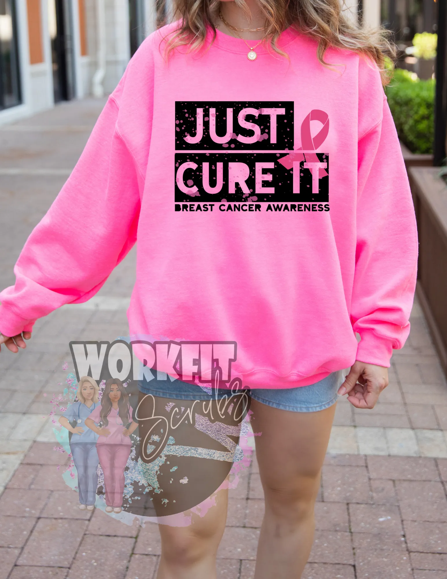 Neon Pink Breast Cancer Crewnecks