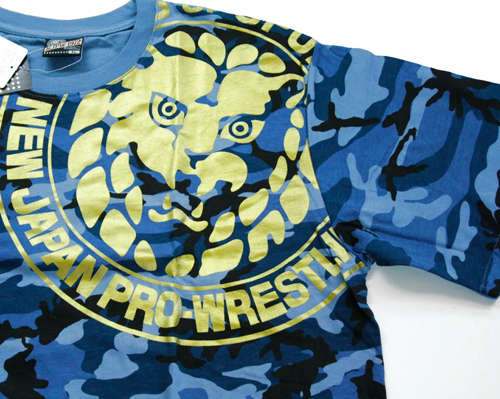 NJPW LIONMARK BLUE CAMO T-SHIRT 4XL