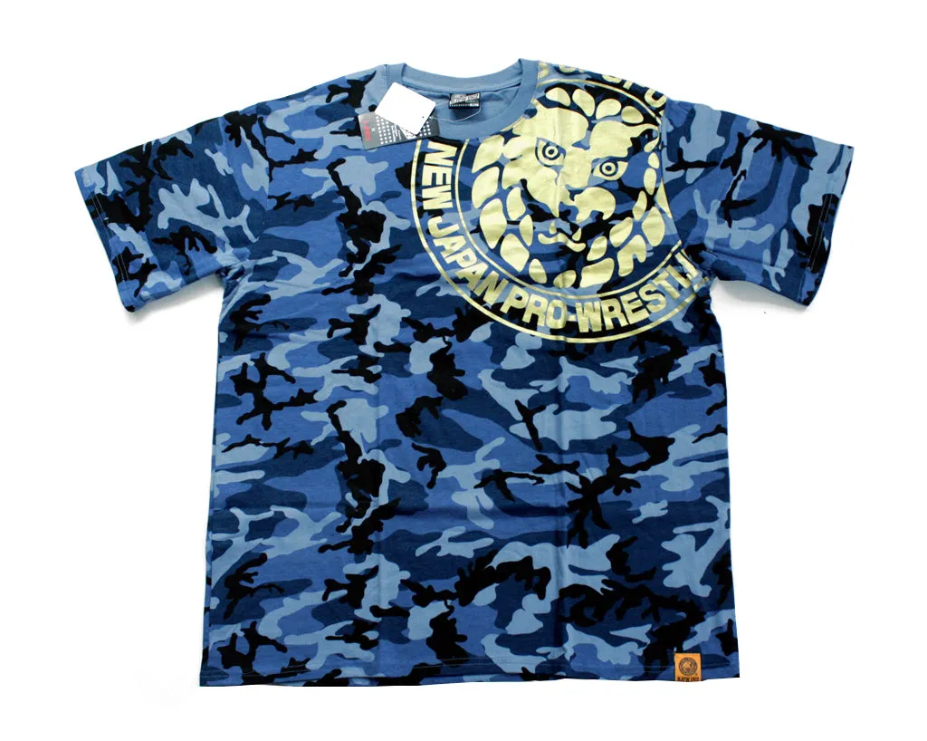 NJPW LIONMARK BLUE CAMO T-SHIRT 4XL