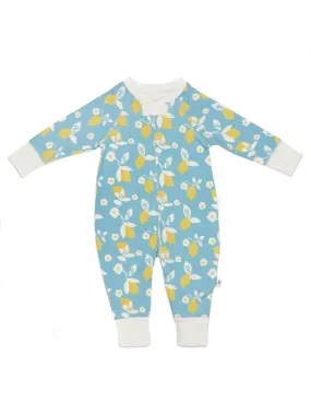 Organic Cotton Zip Up Lemon Sleepsuit