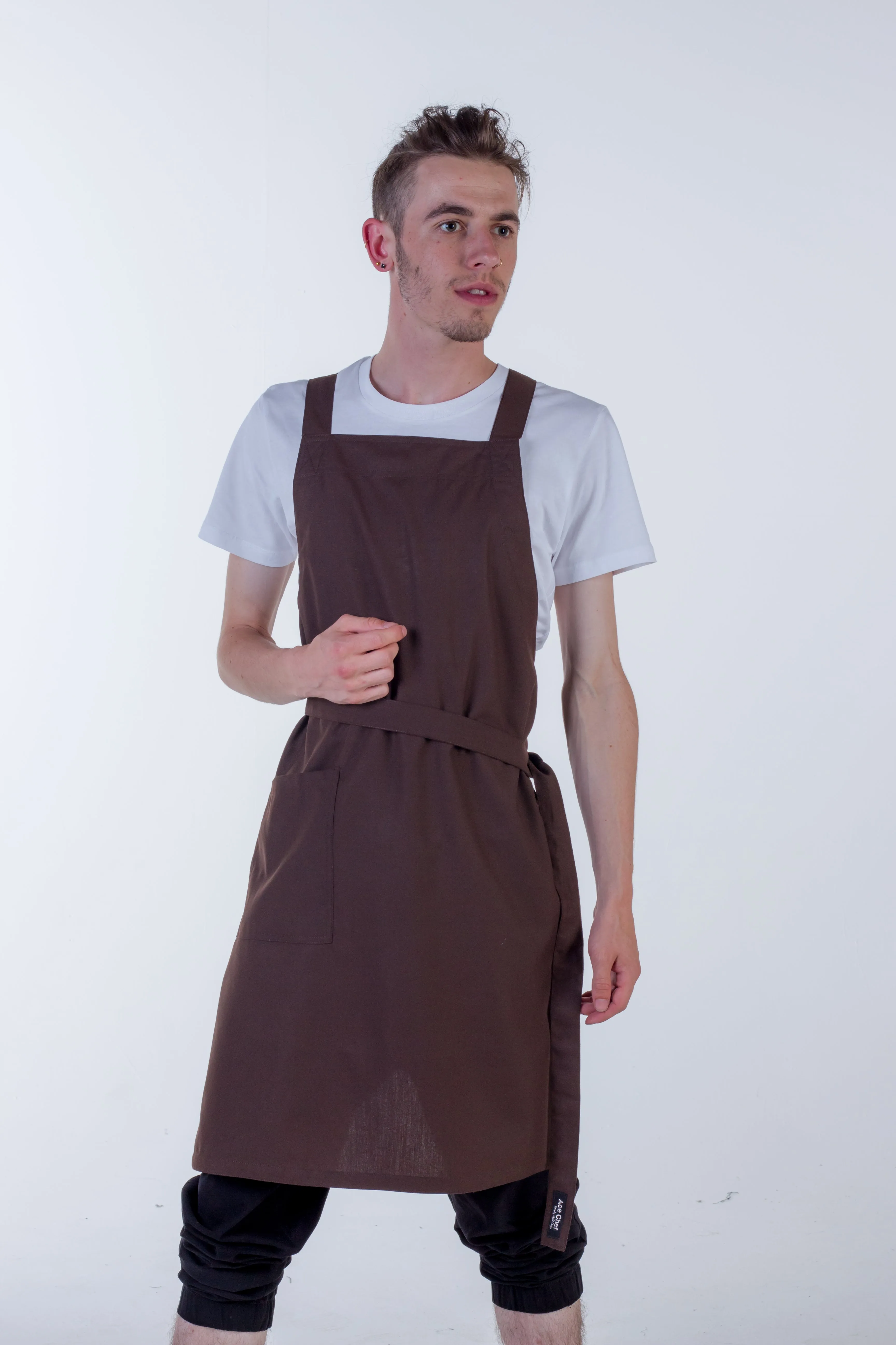 Orthodox Cross Over Apron Chocolate Brown