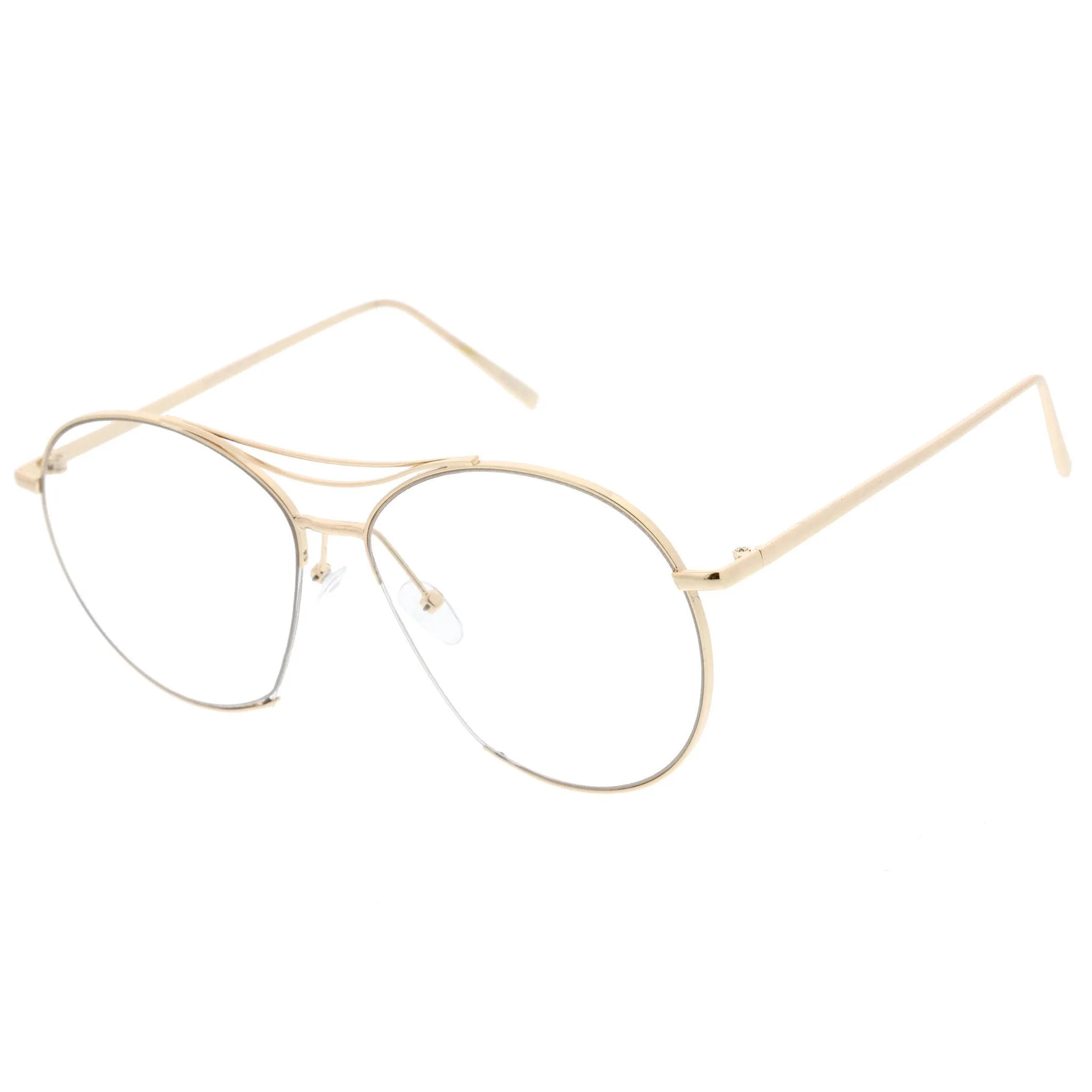 Oversize Retro Modern Clear Lens Aviator Glasses