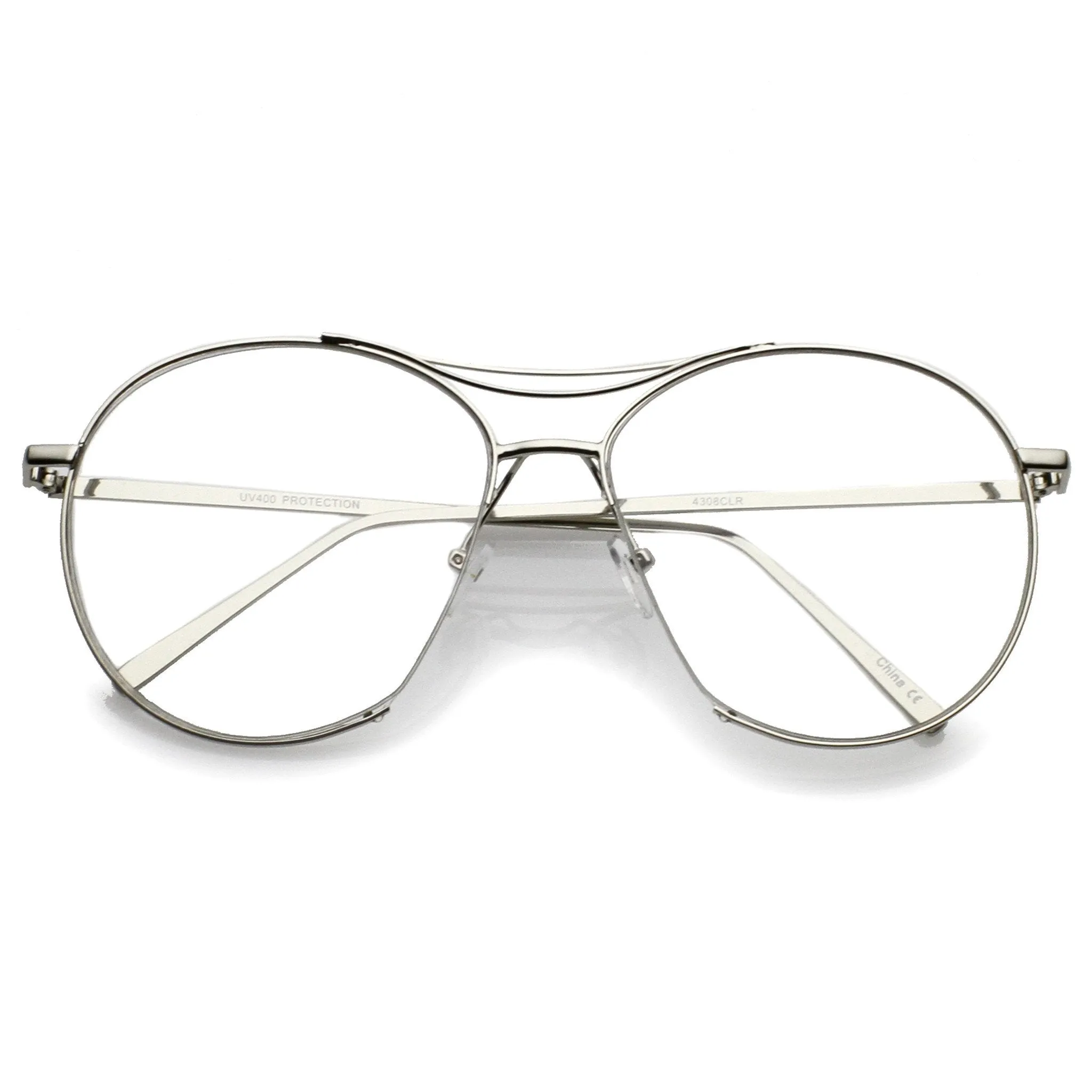 Oversize Retro Modern Clear Lens Aviator Glasses