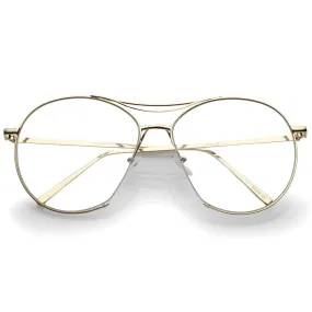 Oversize Retro Modern Clear Lens Aviator Glasses