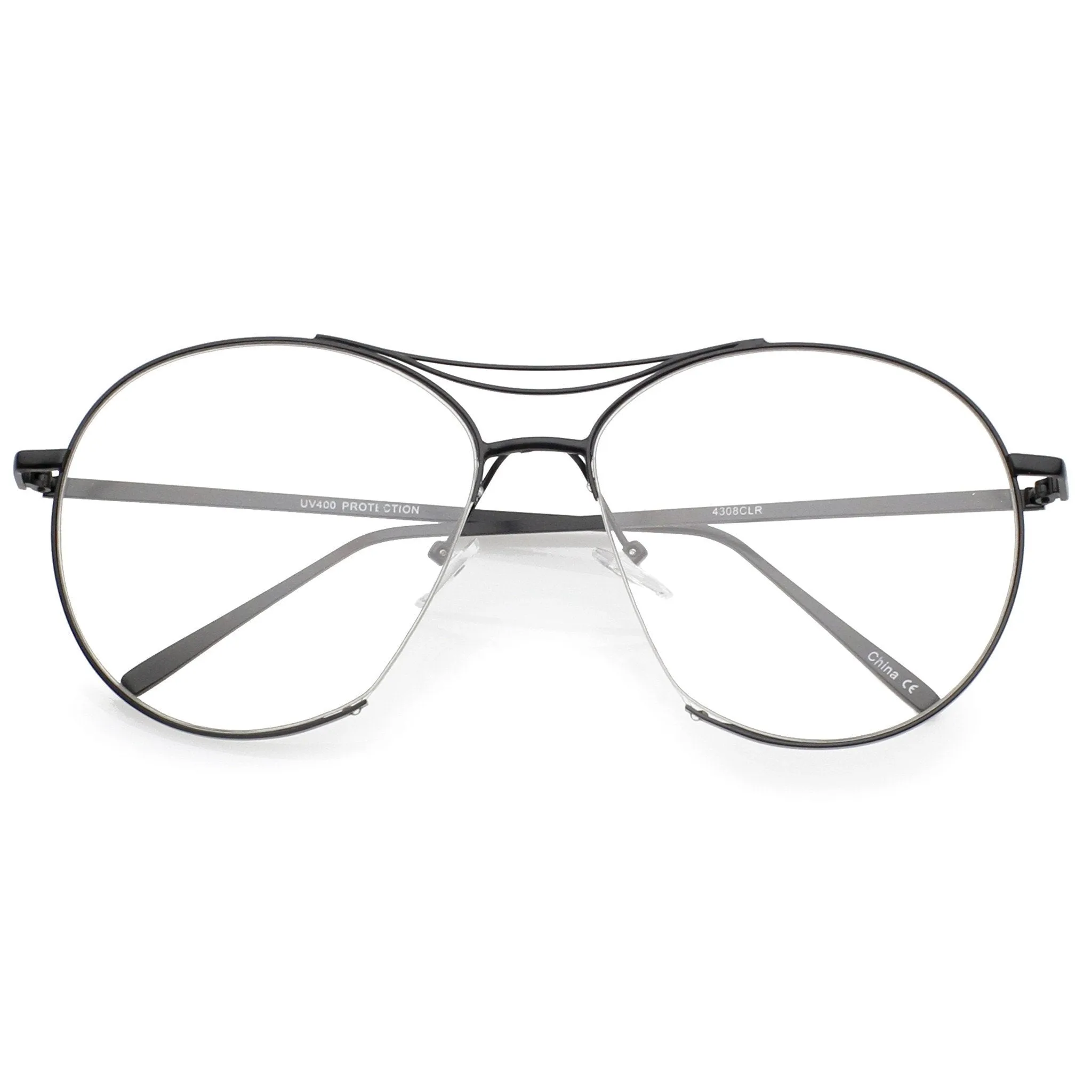 Oversize Retro Modern Clear Lens Aviator Glasses