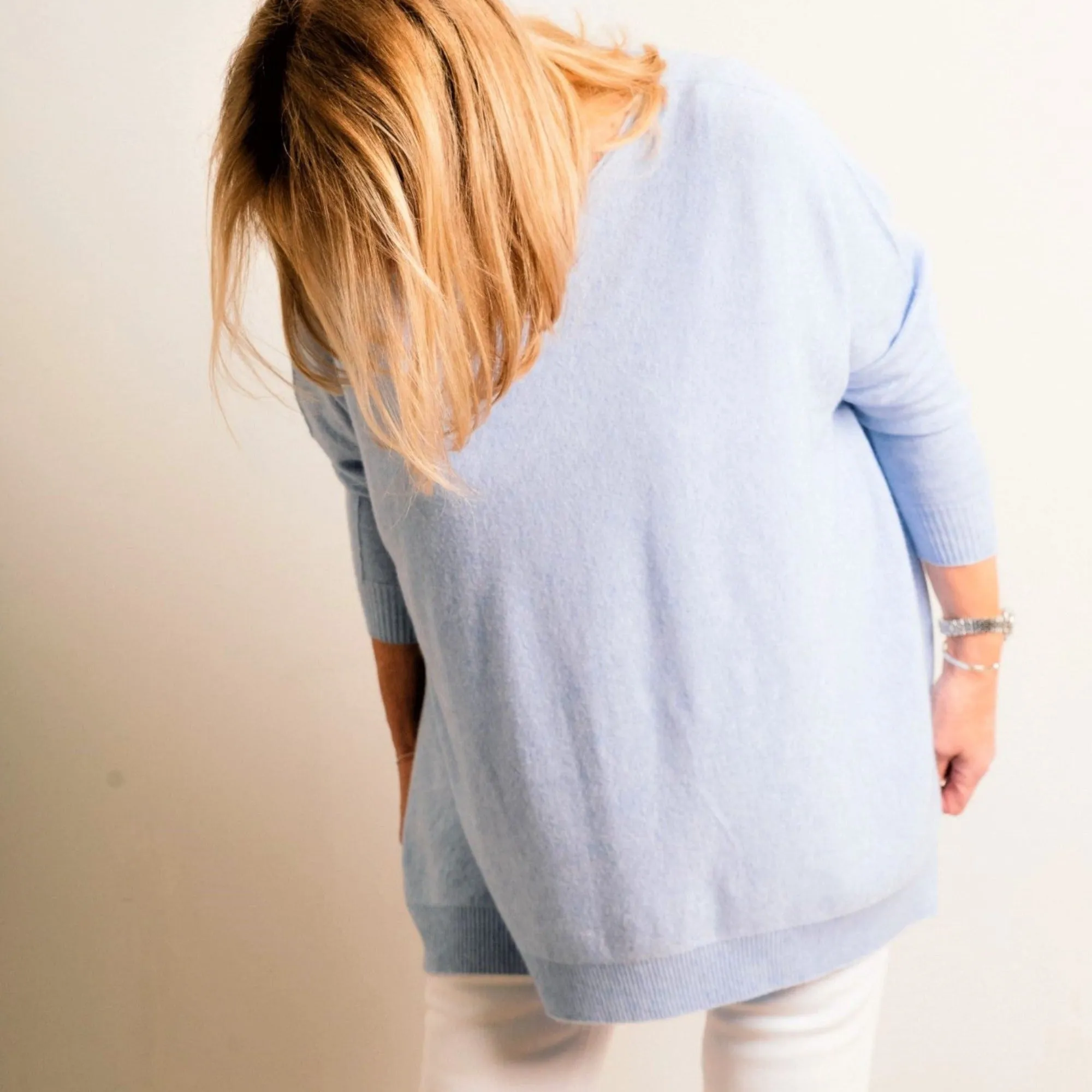 Pale Blue Supersoft Loose Fit Fine Knit Oversize Round Neck Easy Wear Jumper