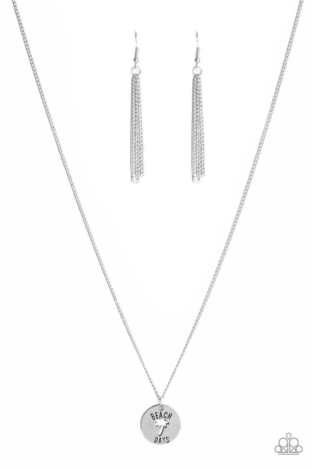 Palm Tree Paradise Silver Necklace Set