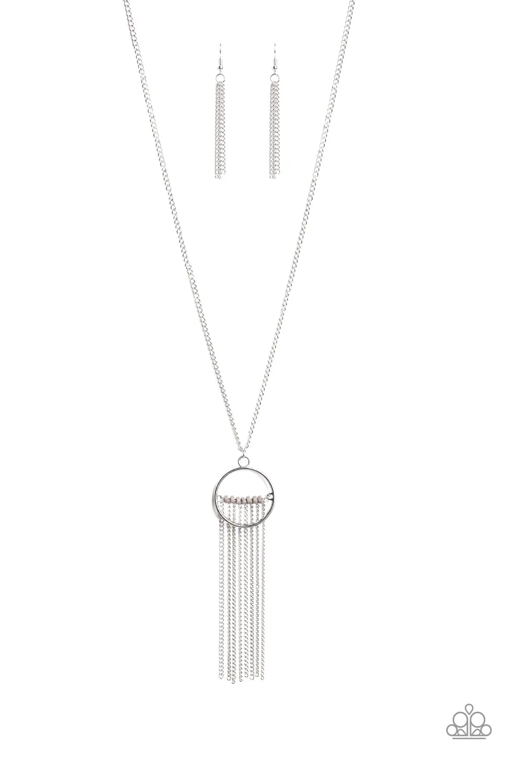 Paparazzi Terra Tassel Silver Necklace Set