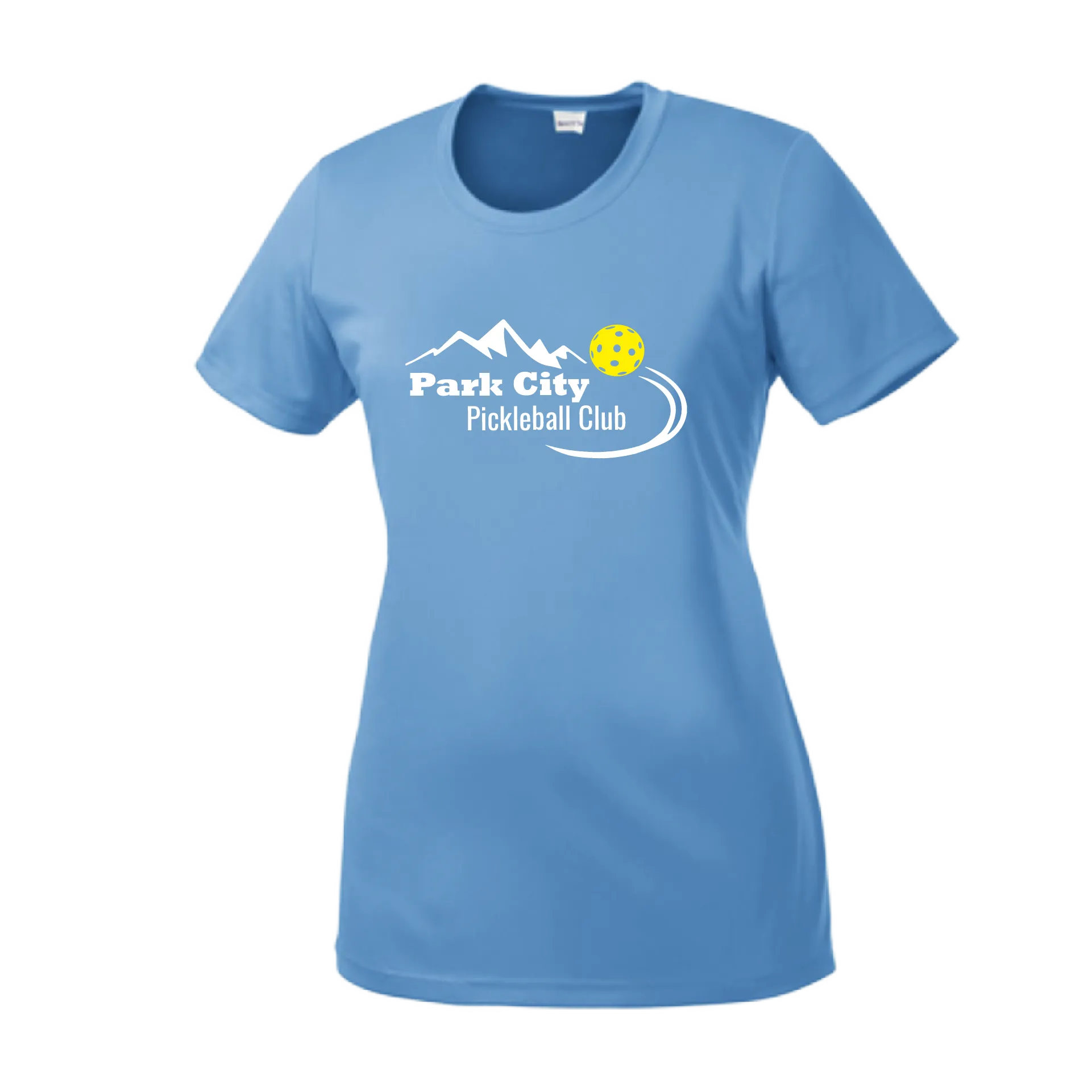 Park City Pickleball Club (White Words) Customizable | Women’s Short Sleeve Crewneck Athletic Shirts | 100% Polyester