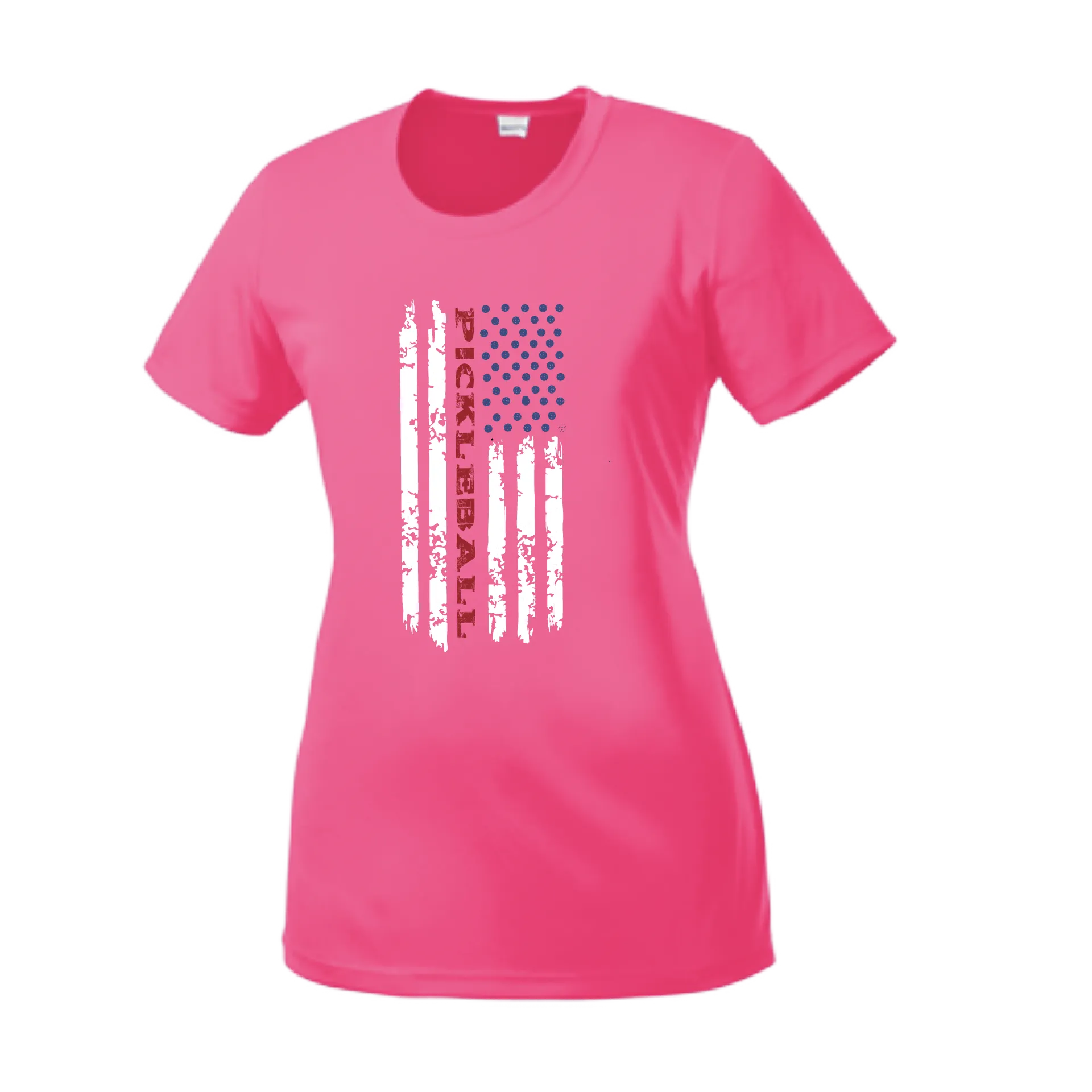 Pickleball Flag Vertical (Customizable) | Women’s Short Sleeve Crewneck Athletic Shirts | 100% Polyester