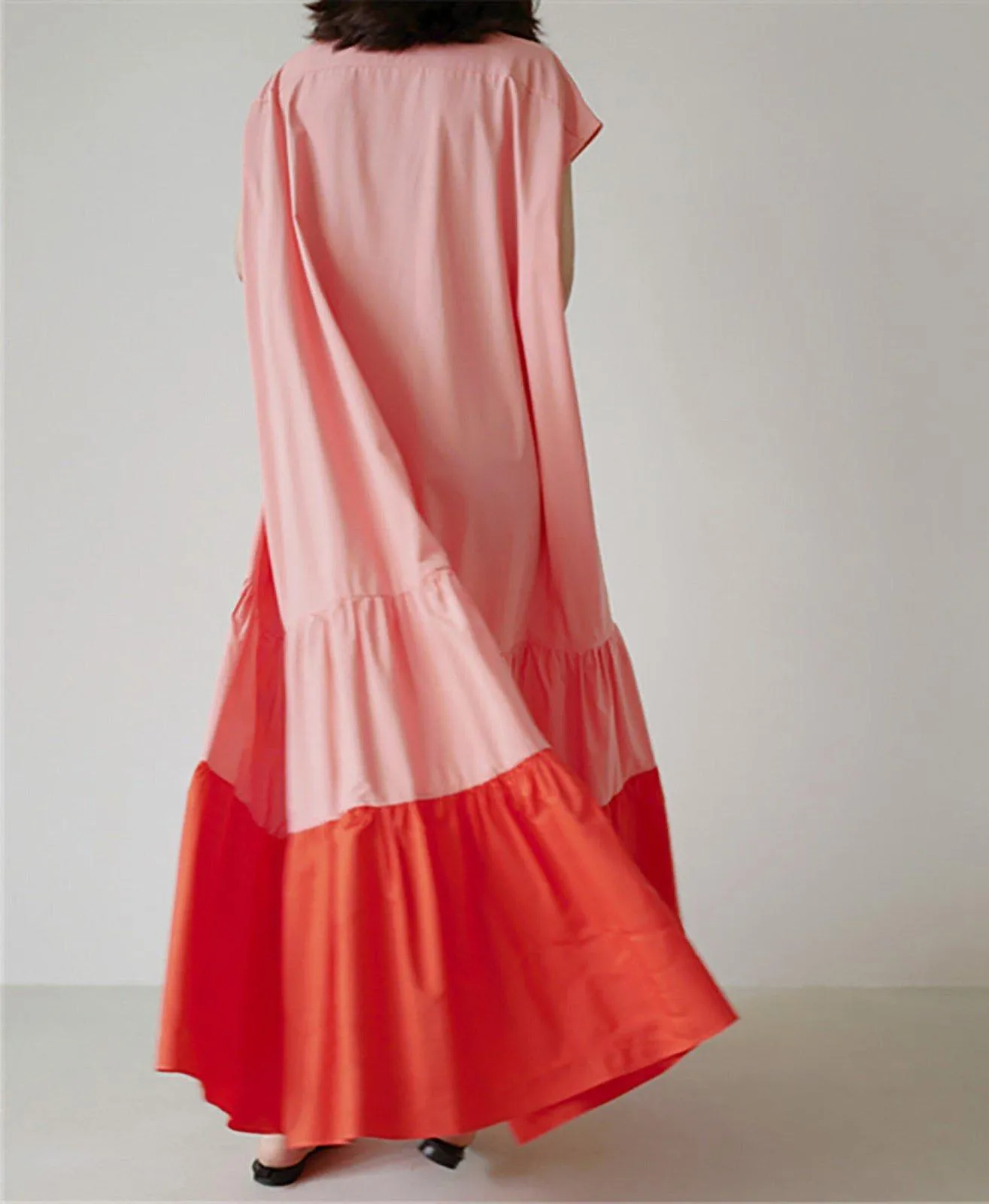 Pink Cap Sleeve Relaxed Ruffle Tiered Dress