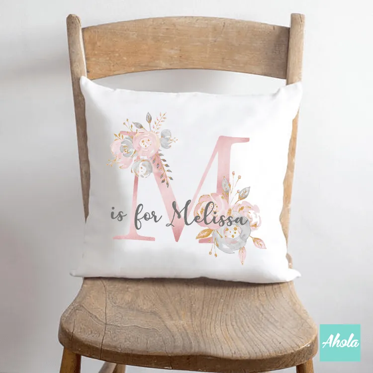 【Pink Floral Letter】Cushion 粉色字母咕𠱸套 (**送咕𠱸芯)