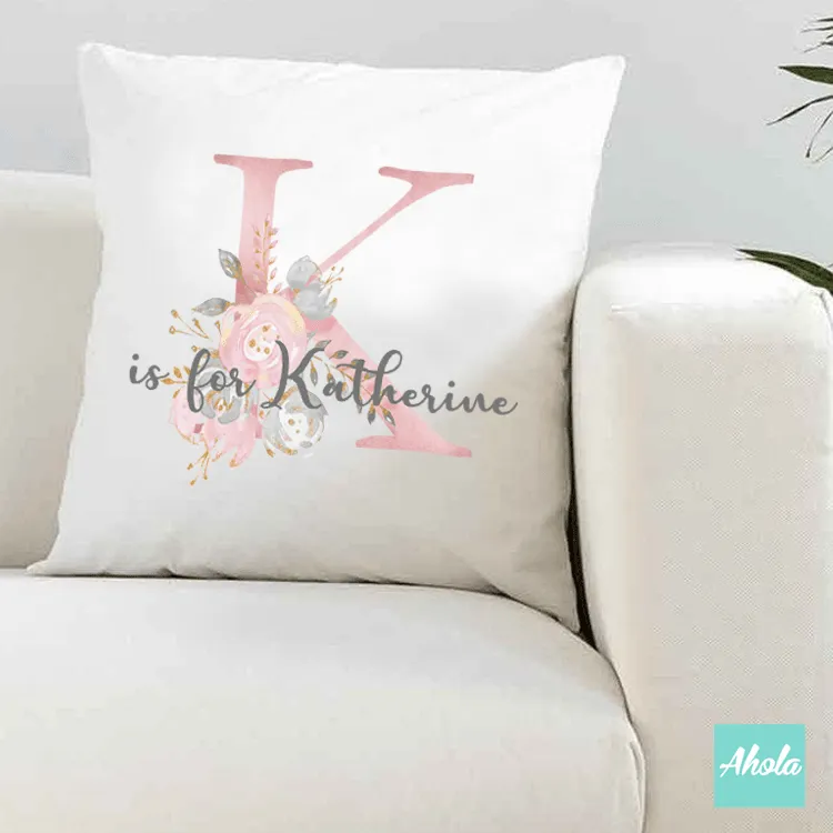 【Pink Floral Letter】Cushion 粉色字母咕𠱸套 (**送咕𠱸芯)