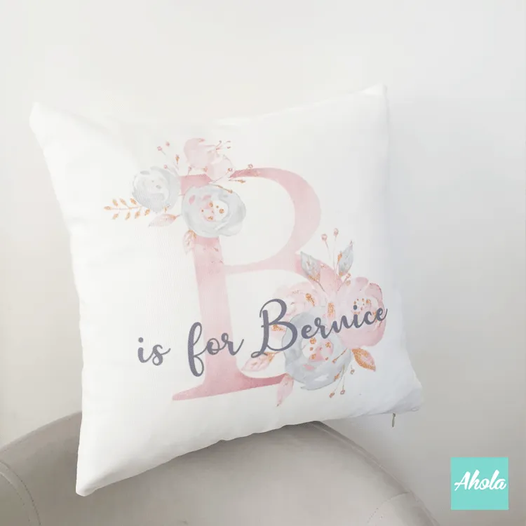 【Pink Floral Letter】Cushion 粉色字母咕𠱸套 (**送咕𠱸芯)