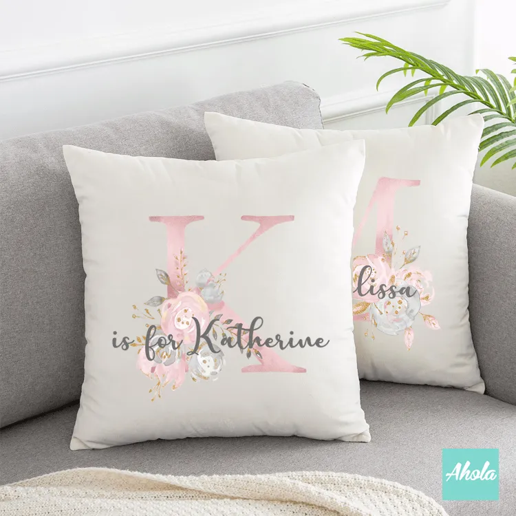 【Pink Floral Letter】Cushion 粉色字母咕𠱸套 (**送咕𠱸芯)