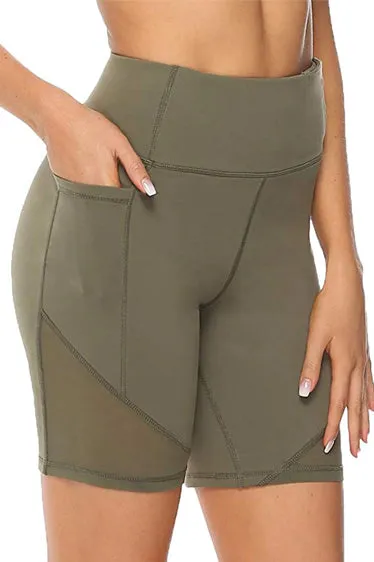 Pocket Panel Mesh Design Shorts Olive