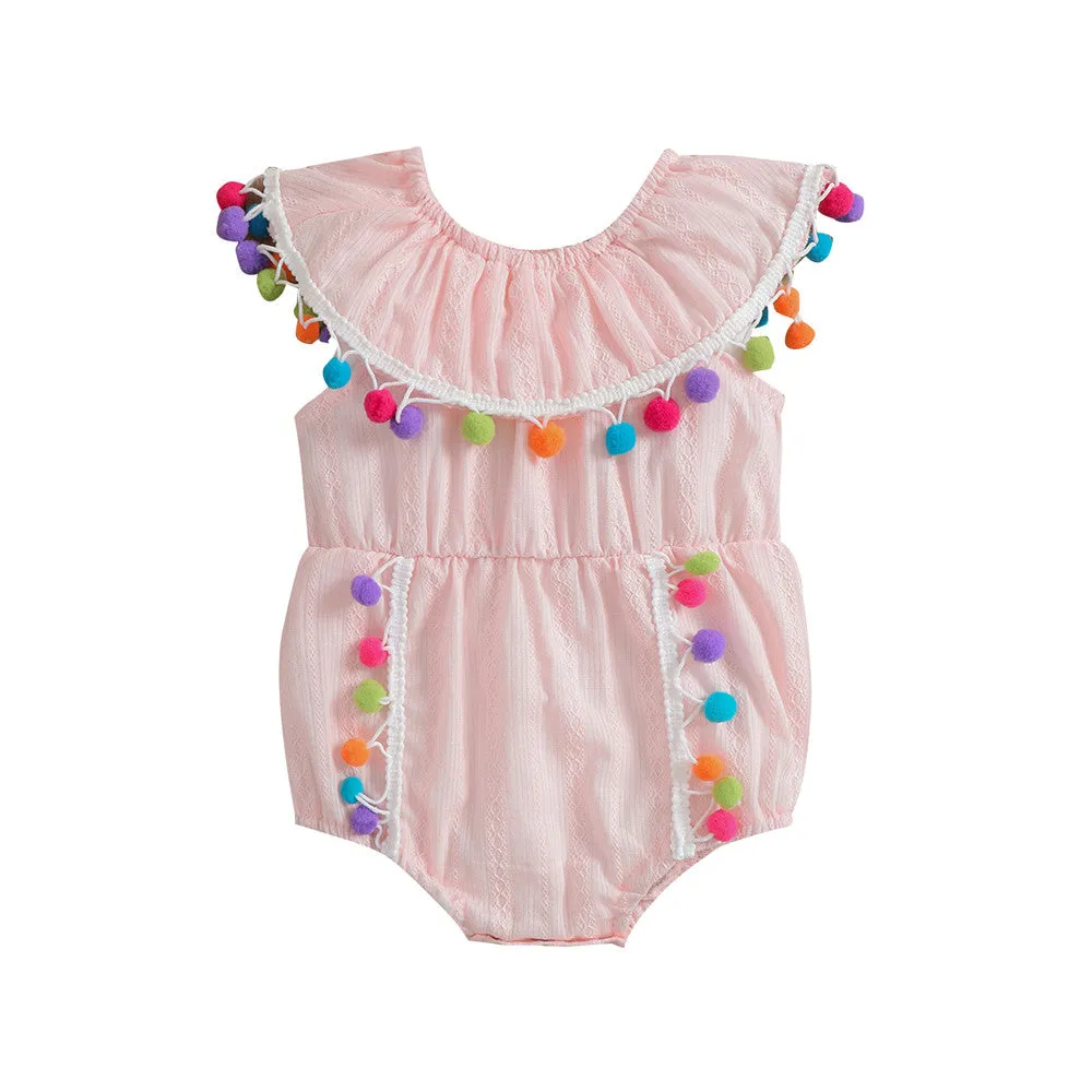 PomPom Romper Pink