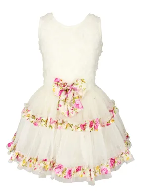 Popatu Little Girls White Floral Petti Dress