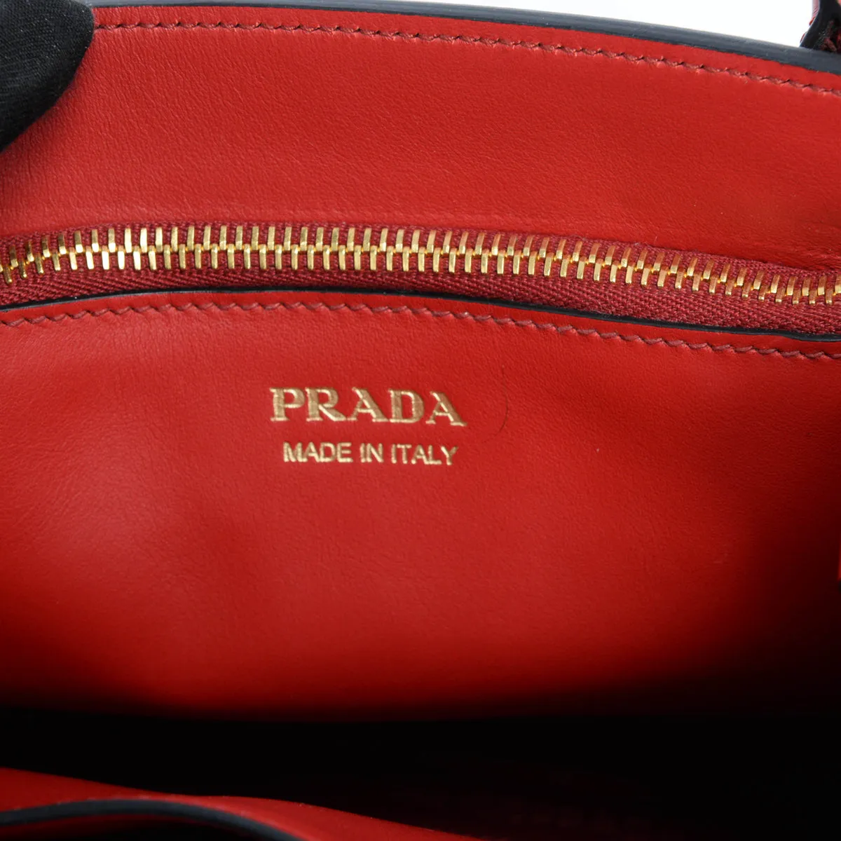 Prada Red Saffiano Cuir Small Monochrome Tote