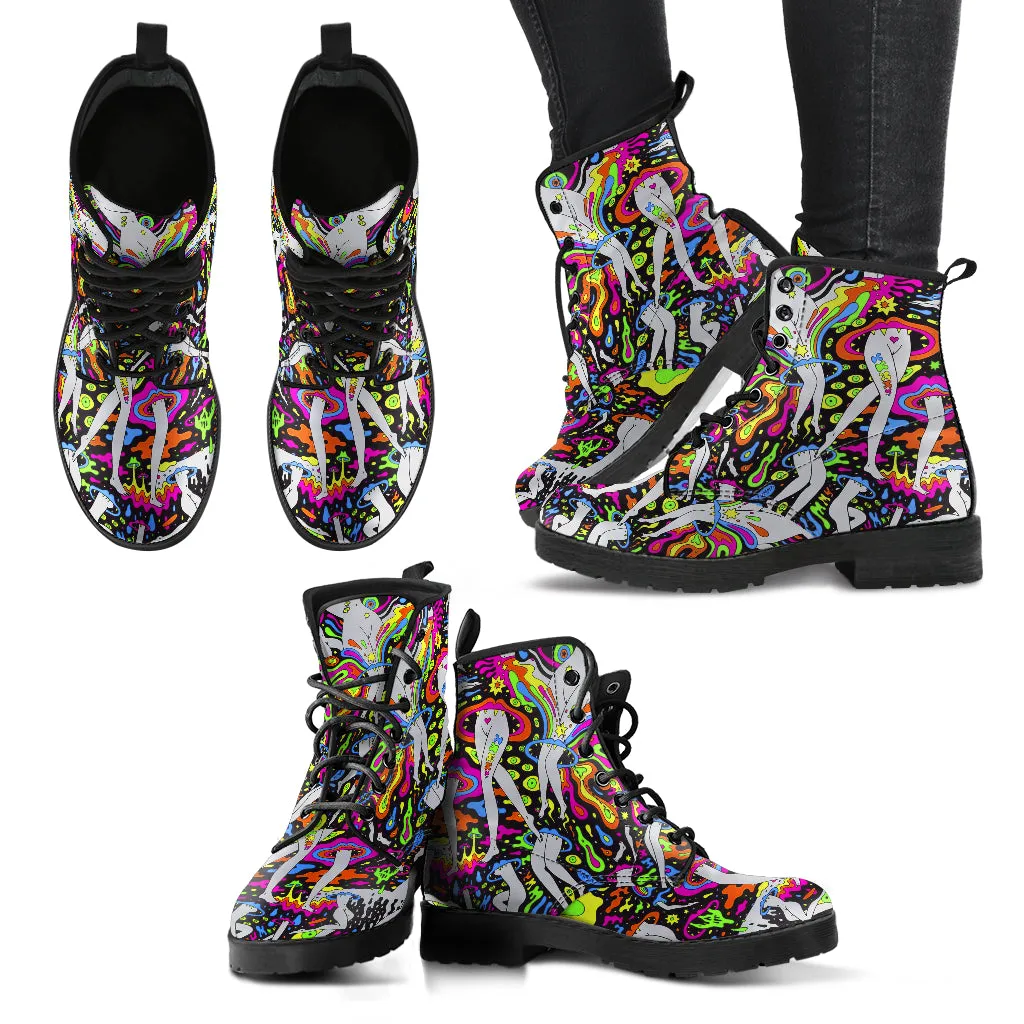 Psychedelic Art Vegan Leather Boots