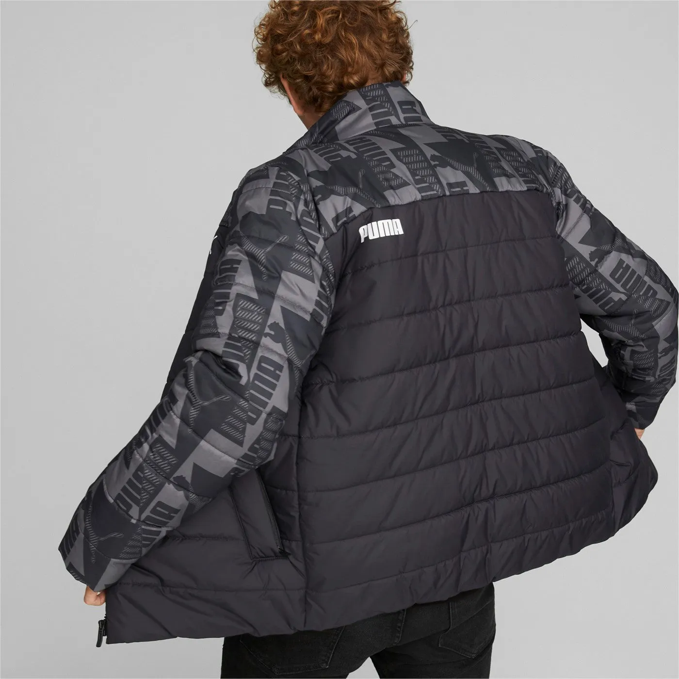 Puma Men's quilted jacket and print ESS Padded AOP Jacket 849347 01 black