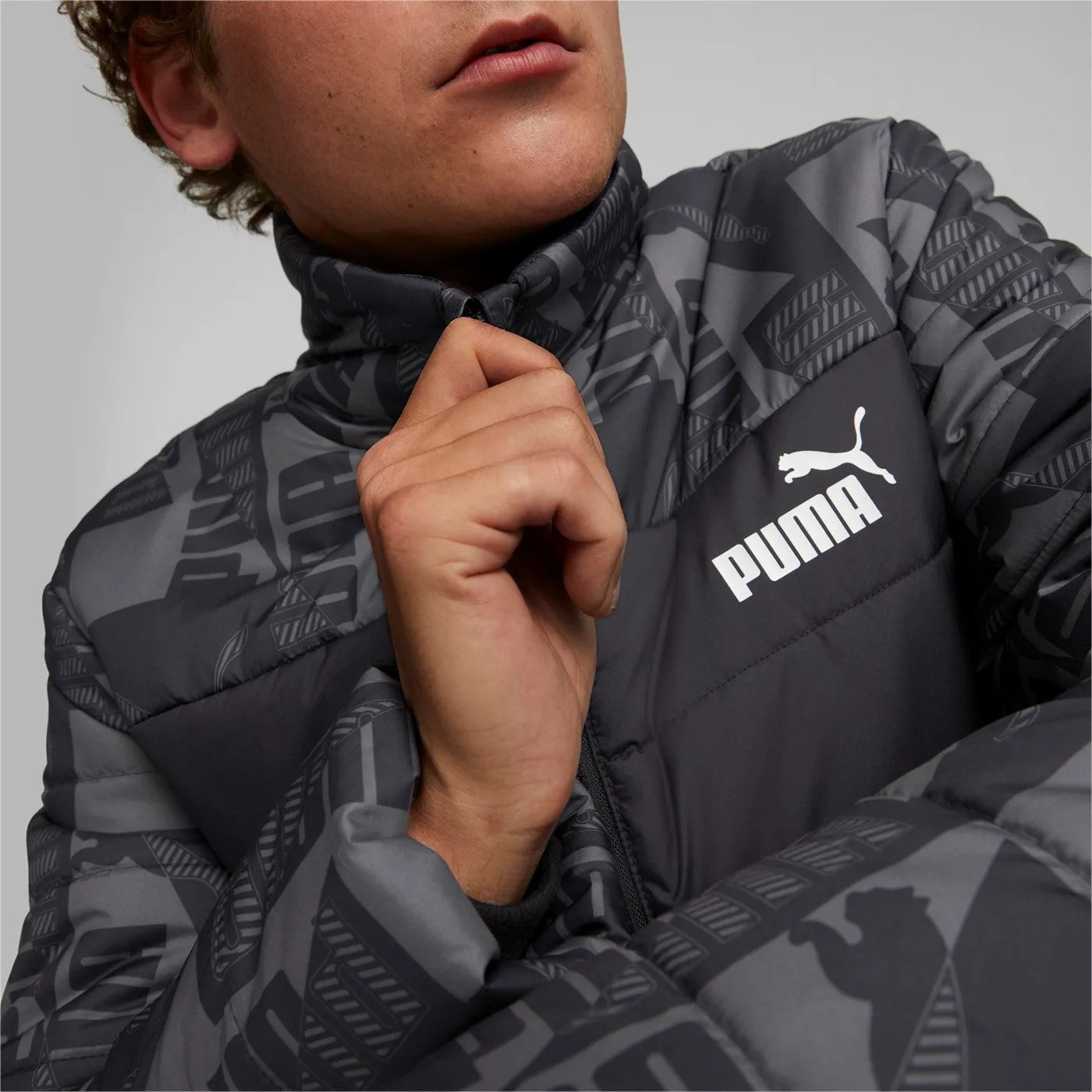 Puma Men's quilted jacket and print ESS Padded AOP Jacket 849347 01 black