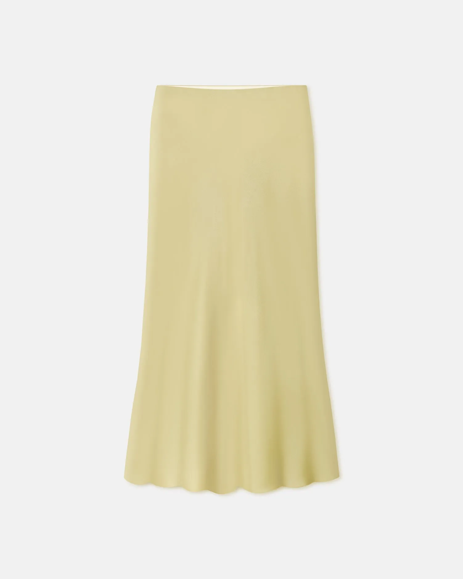 Razi - Slip Satin Midi Skirt - Lime Yellow