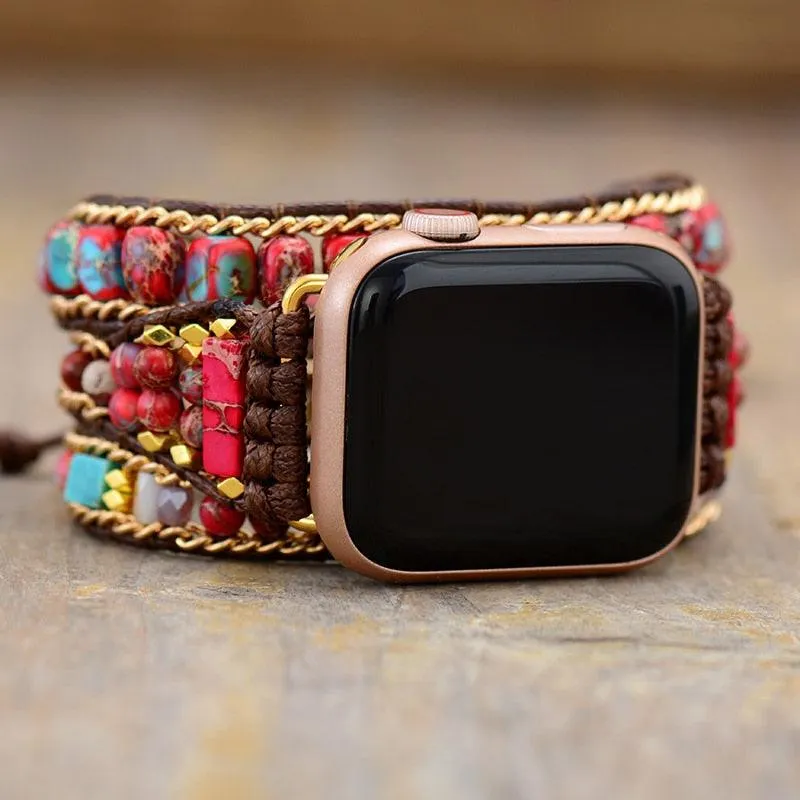 Red Jasper Beads Apple Watch Band