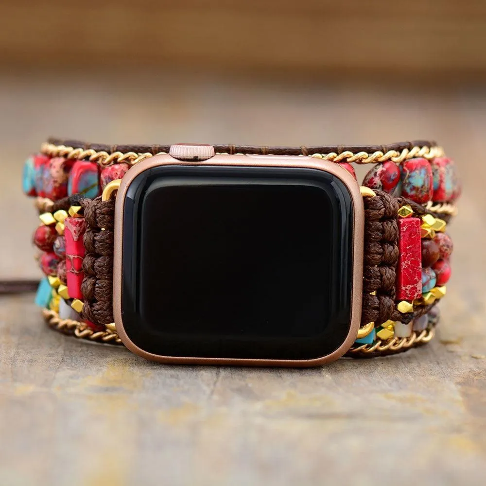 Red Jasper Beads Apple Watch Band