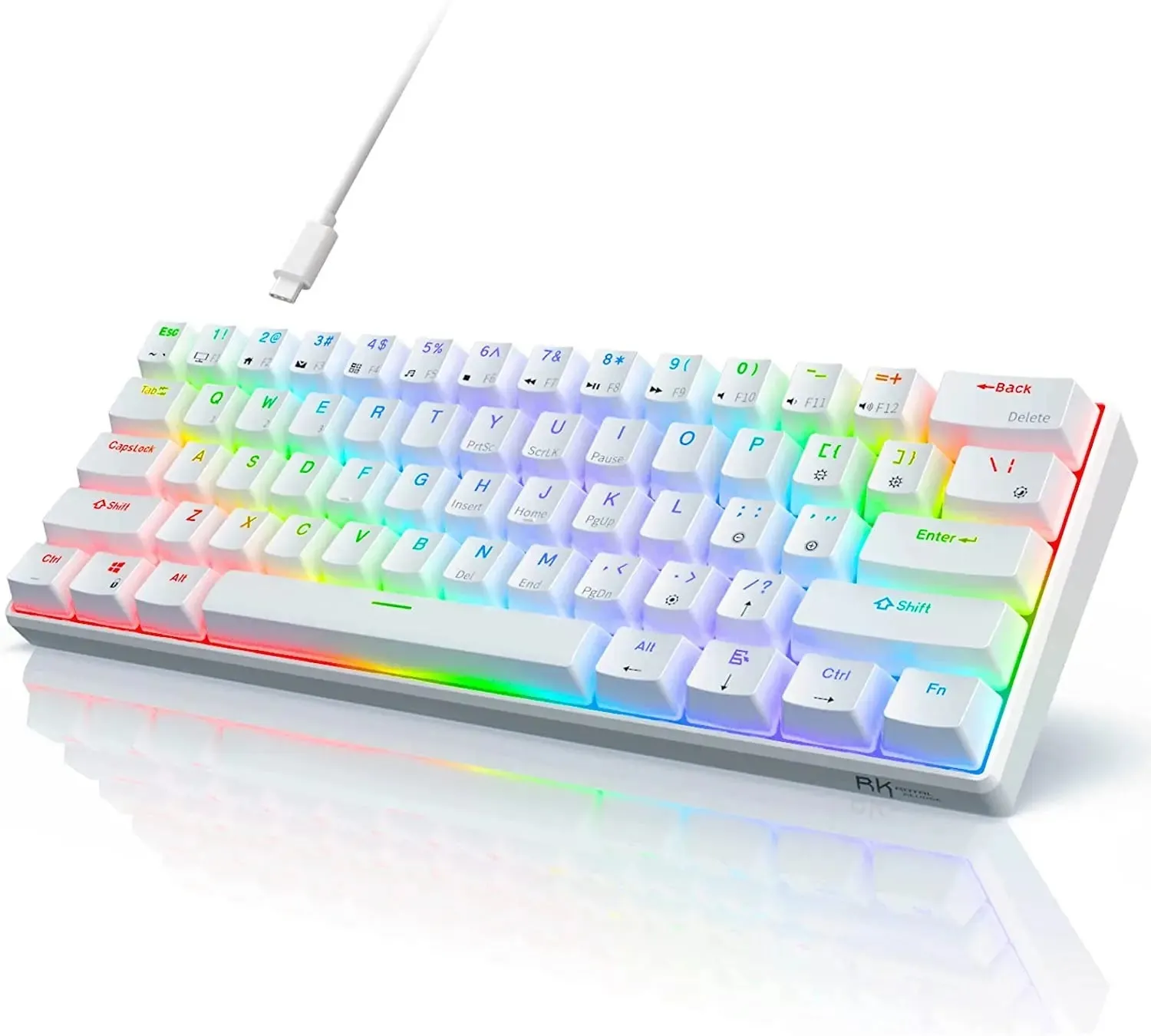 RK ROYAL KLUDGE RK61 Wired 60% Mechanical Gaming Keyboard RGB Backlit Ultra-Compact Hot Swappable Red Switch Black