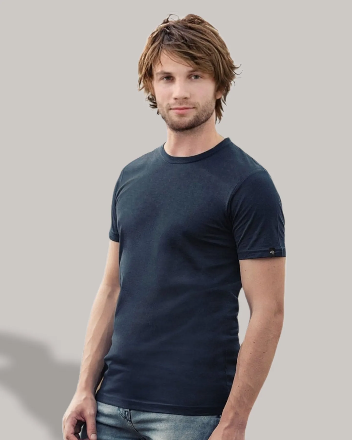 RMH 0101 ― Herren Luxury Bio-Baumwolle T-Shirt - Navy Blau