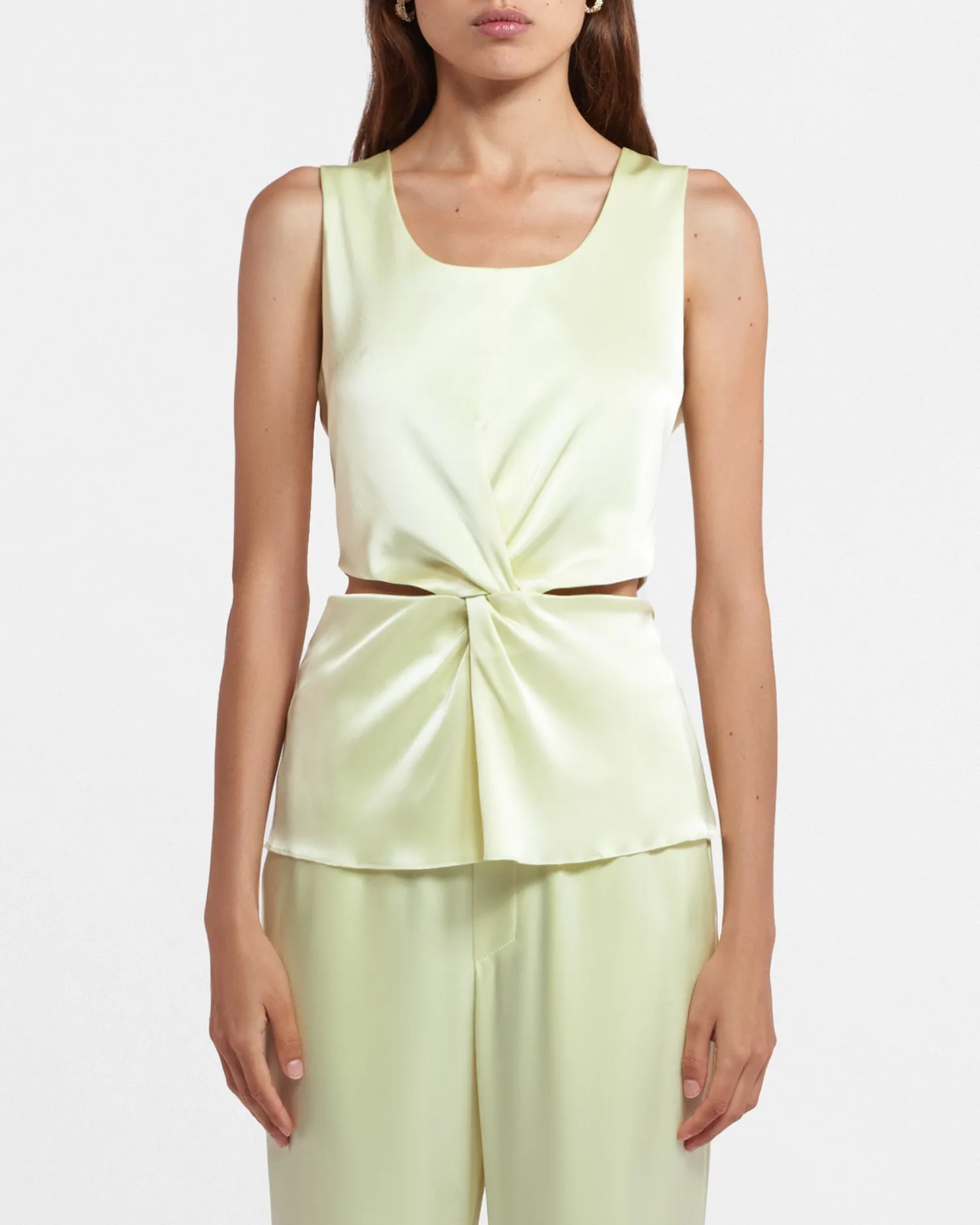 Roanne - Sale Cut-Out Slip Satin Top - Lumen