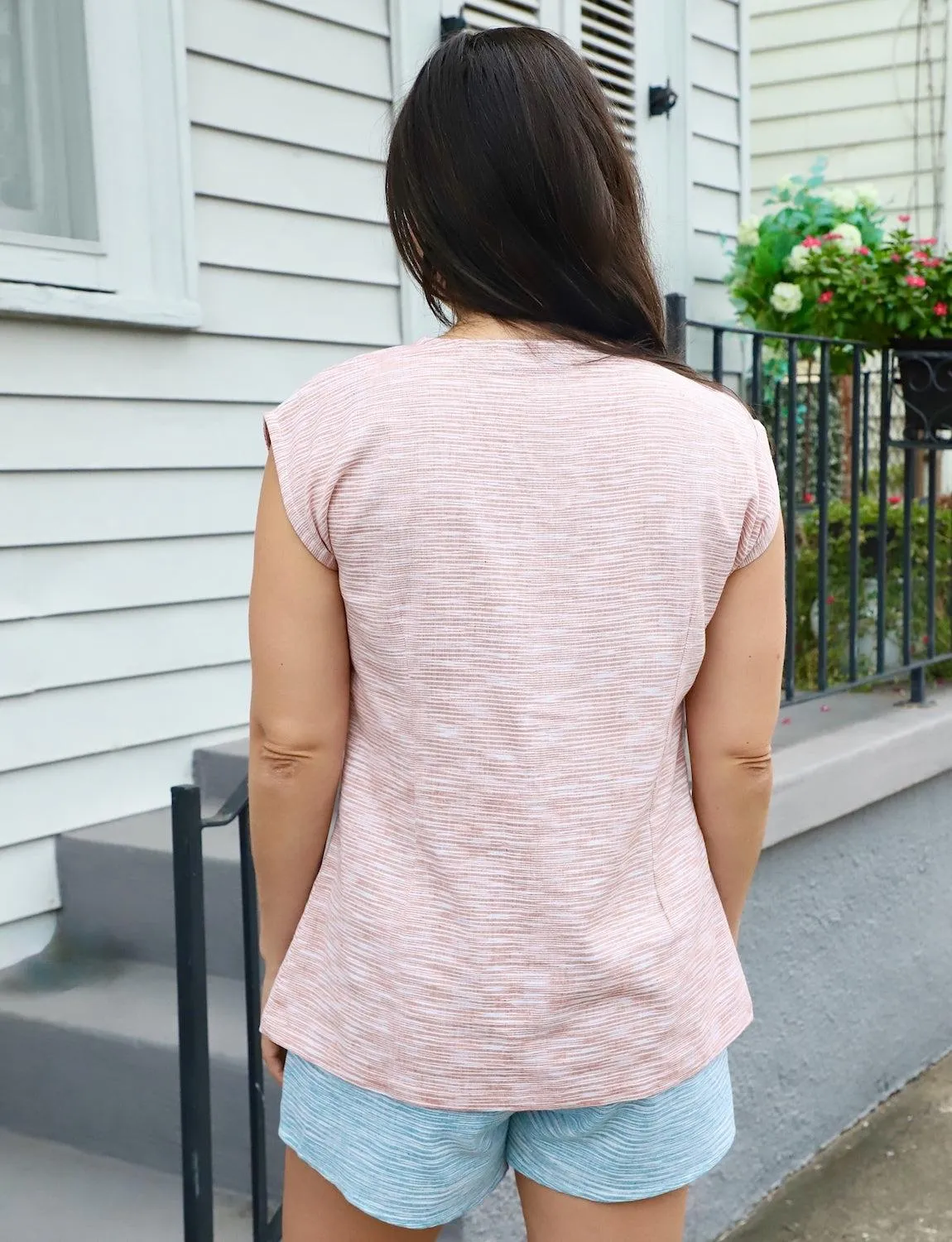 Salmon Button Top