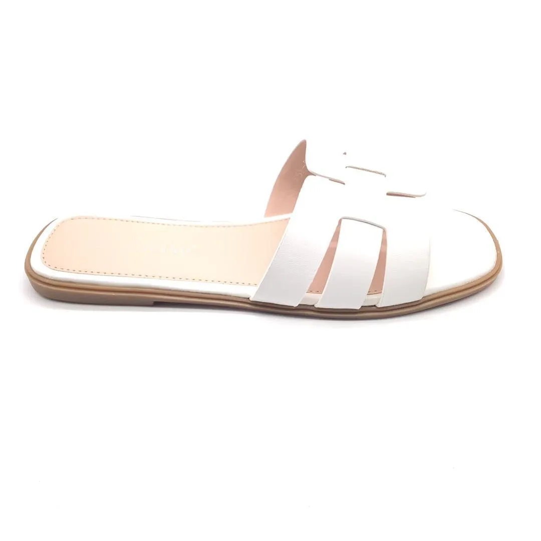 Sandalias cruzadas eco piel blanco