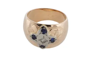 Sapphire and diamond band in 14 carat gold