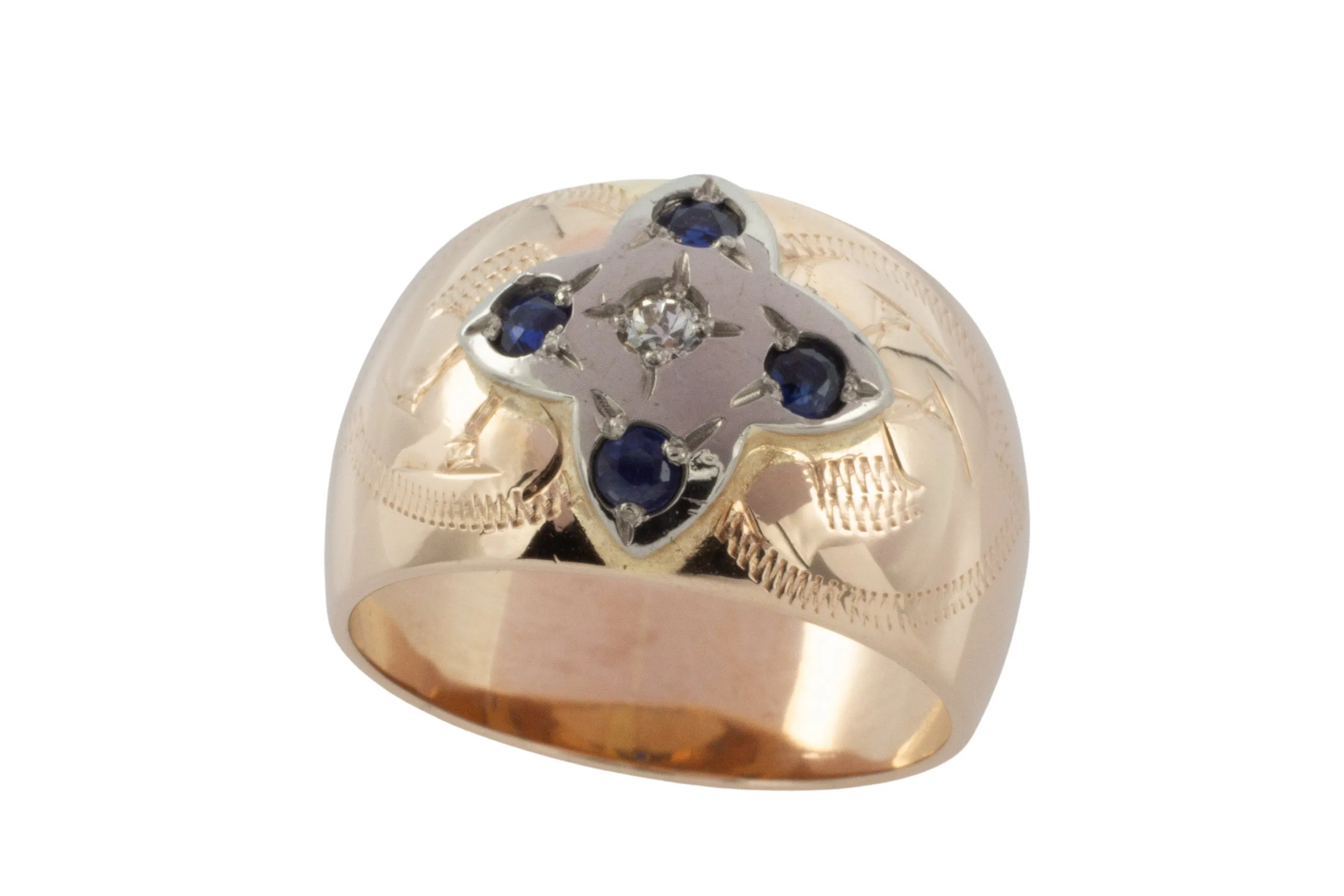 Sapphire and diamond band in 14 carat gold