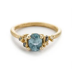 Sapphire and Diamond Encrusted Solitaire Ring