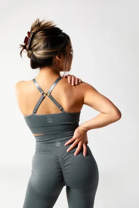 Seamless High Waisted Scrunch Bum Leggings - Charcoal