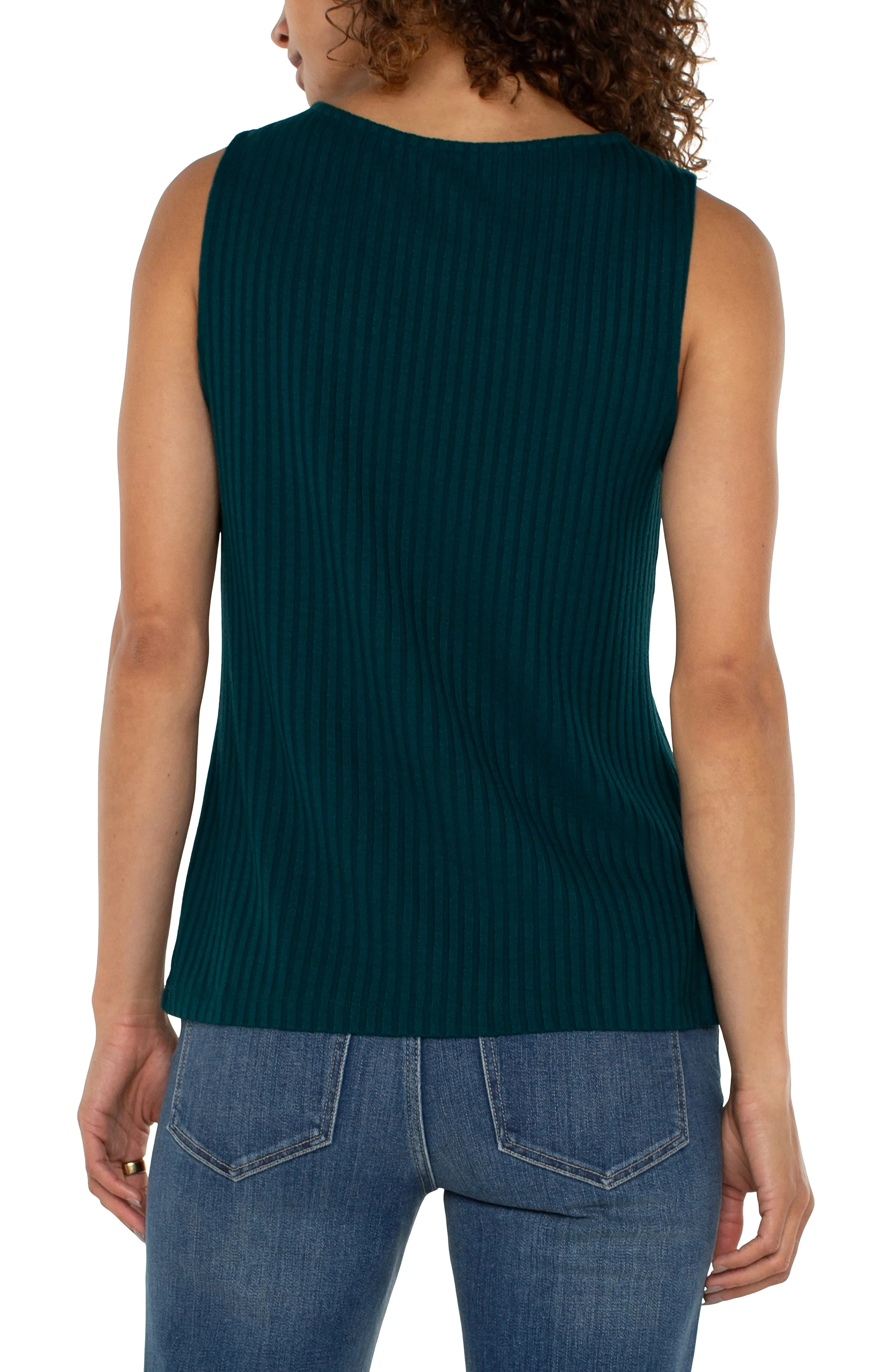 SLEEVELESS BOAT NECK RIB KNIT TOP