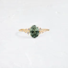 Snowdrift Ring, 1.29ct. Green-Blue Montana Sapphire - OOS