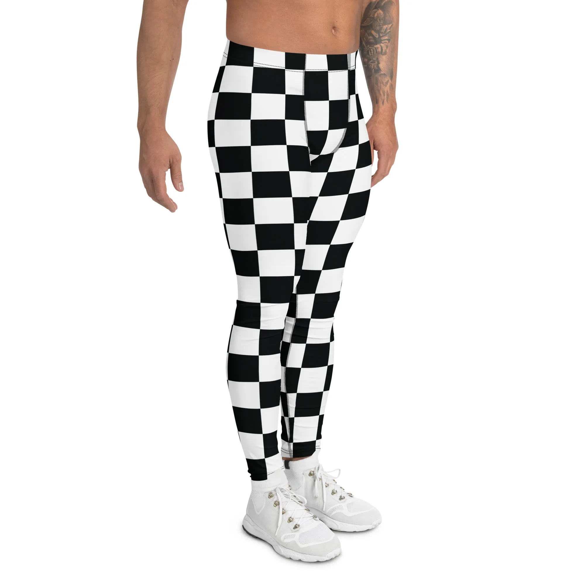 Stylish Strides: Men's Checkered Athletic Leggings