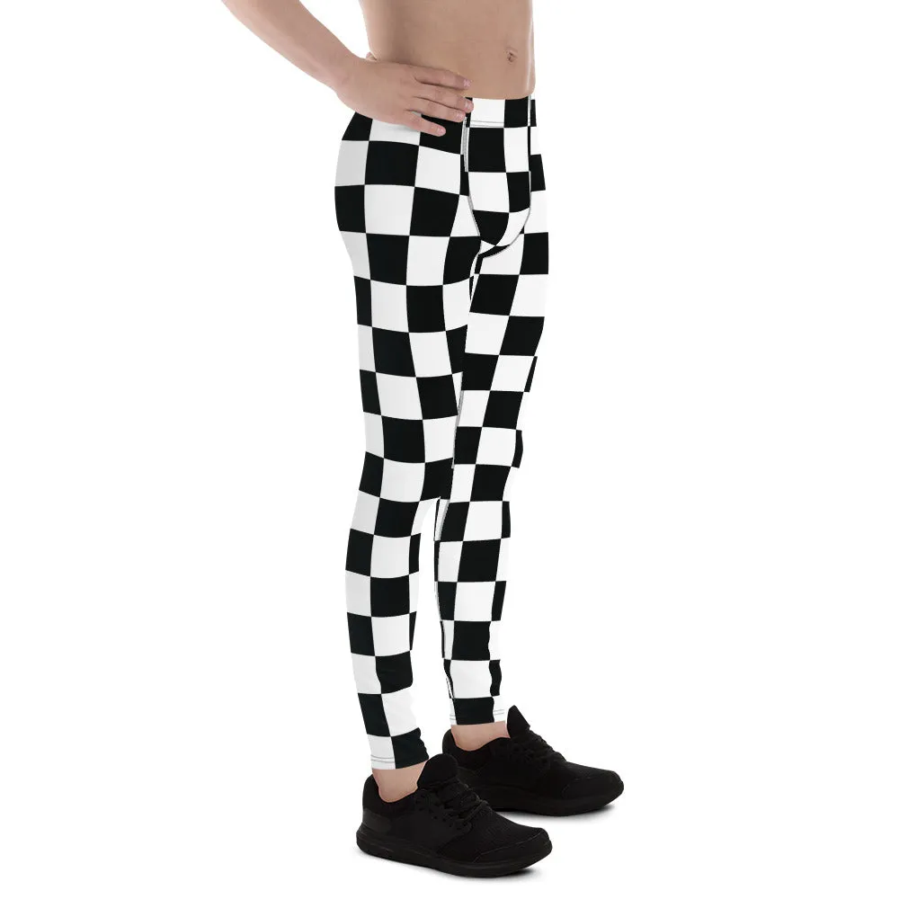 Stylish Strides: Men's Checkered Athletic Leggings