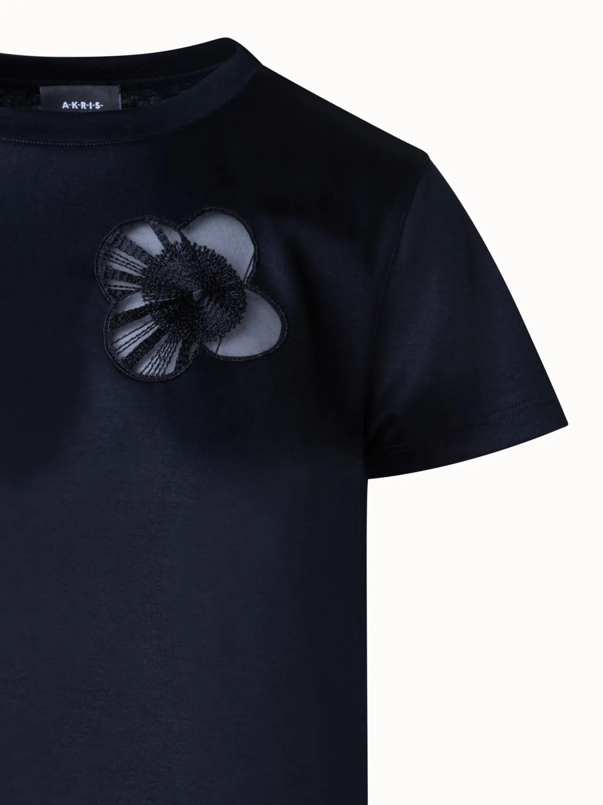 T-Shirt aus Baumwoll-Jersey mit Poppy-Einsatz