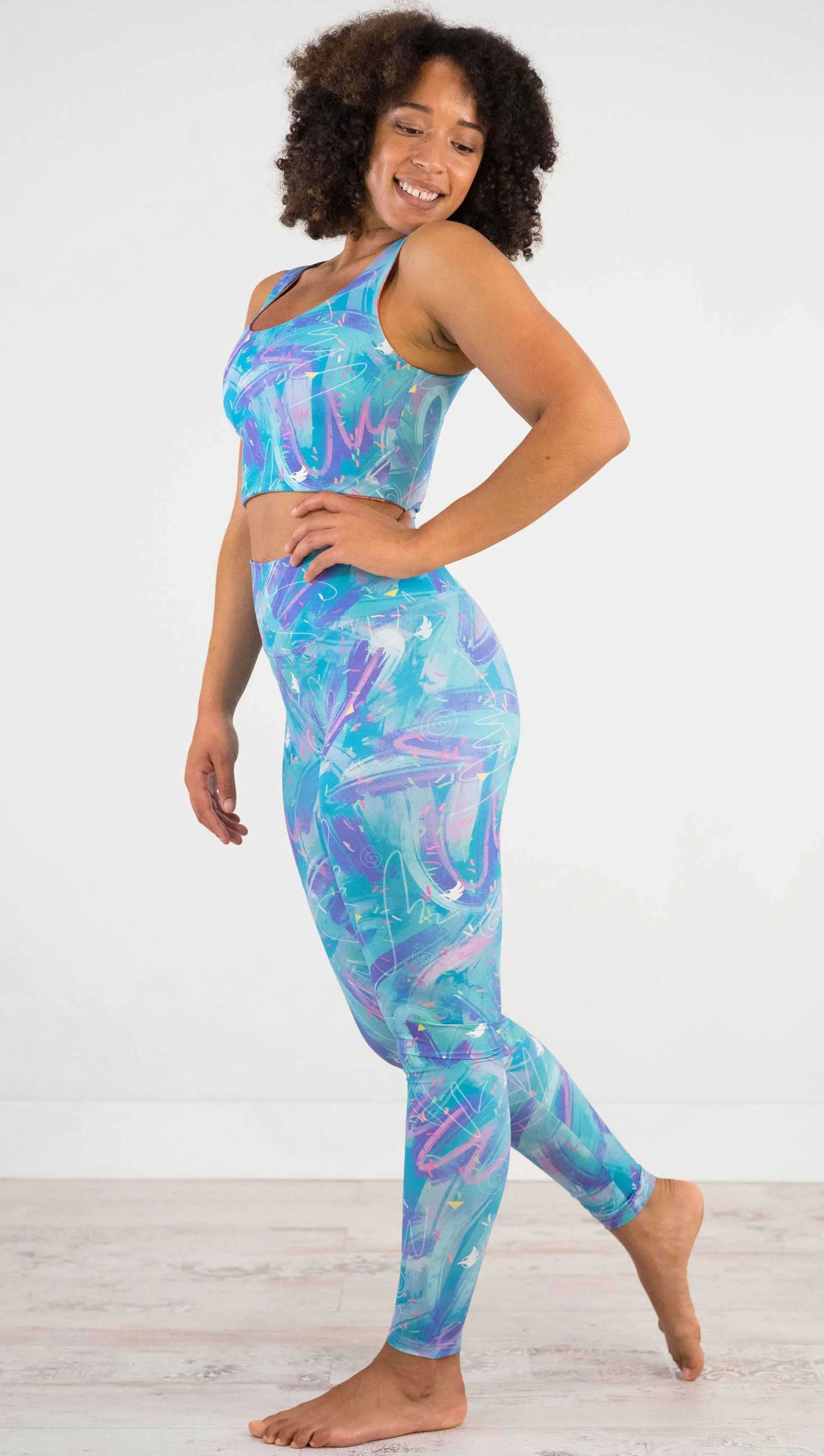 Teal Scribbles - Athleisure Leggings