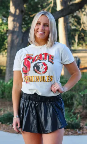 The "STATE" Seminoles Vintage Boyfriend Tee (Vintage White)