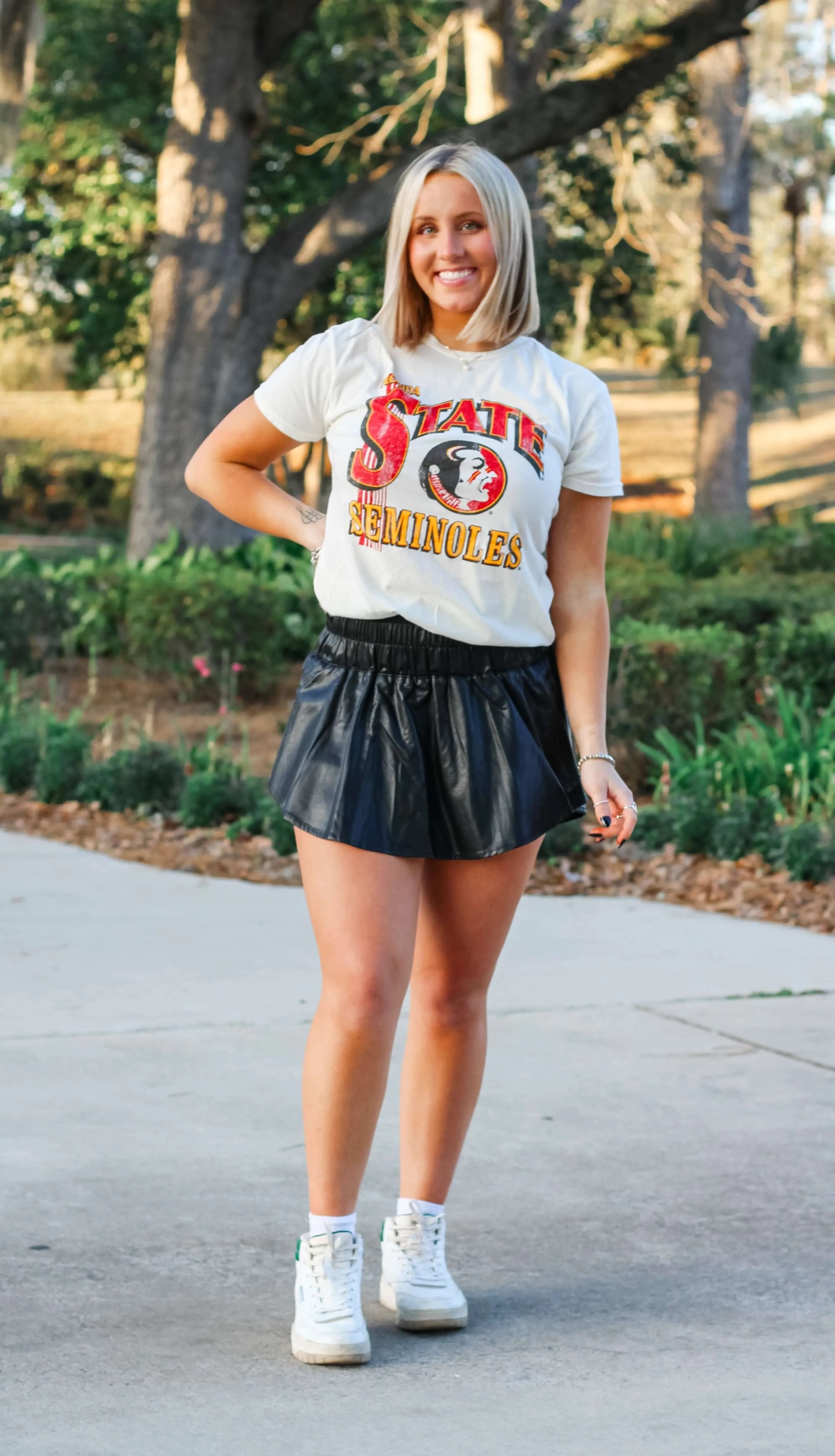 The "STATE" Seminoles Vintage Boyfriend Tee (Vintage White)