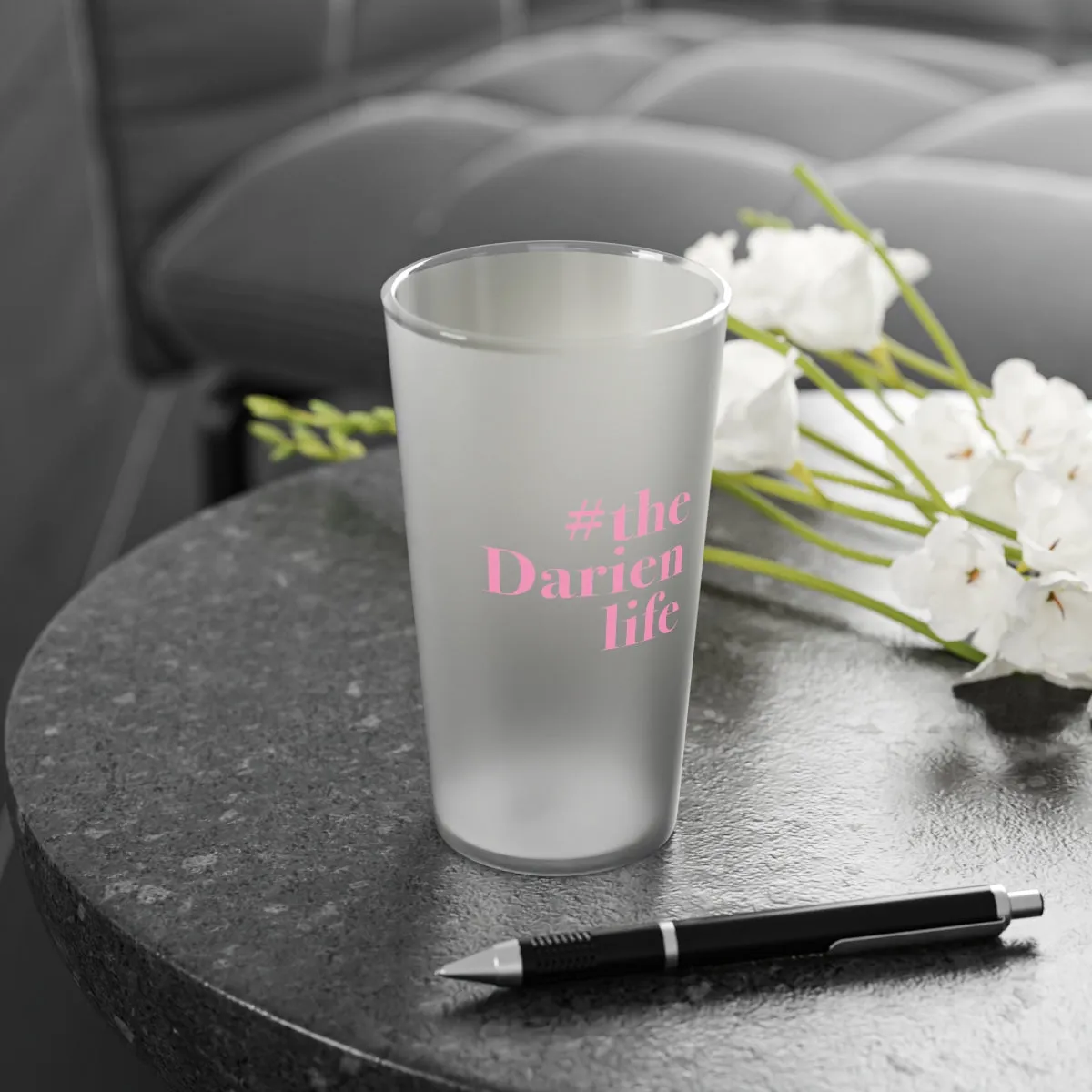 #thedarienlife Frosted Pint Glass, 16oz