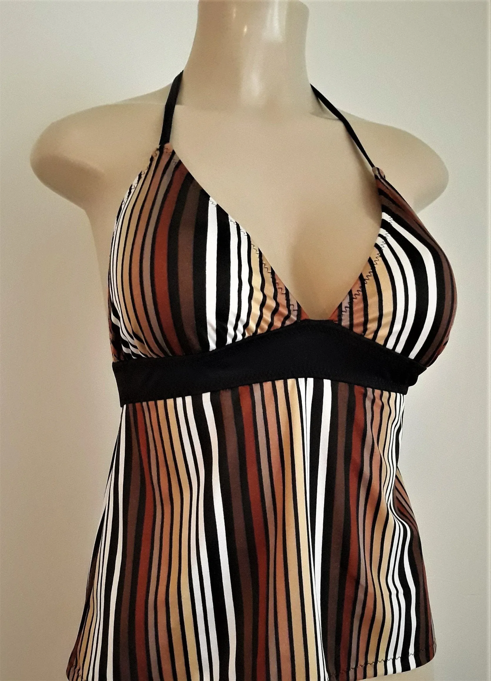 Tie Back Tankini Tops. Open Back Halter Swimwear Tankinis.